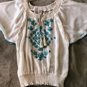 white butterfly sleeved top